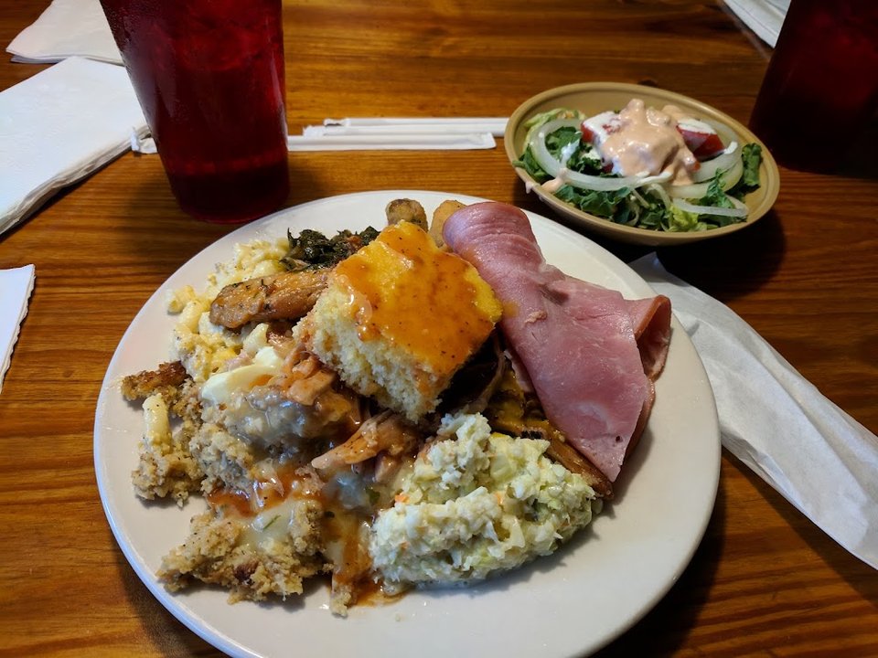 Printed menu with Southern side dishes.