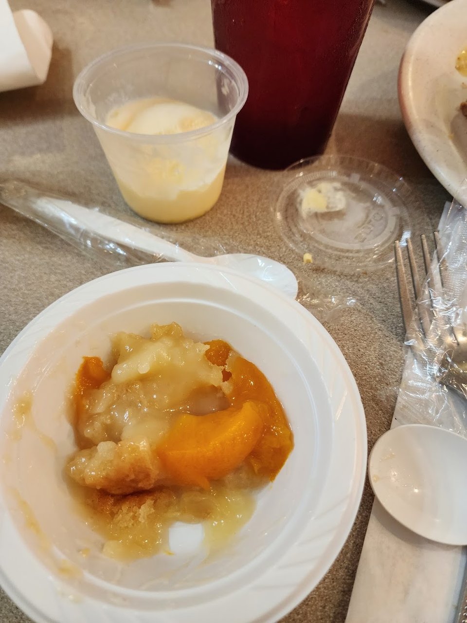 Peach Cobbler with Ice Cream