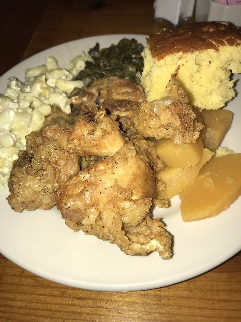 Printed menu with Southern side dishes.